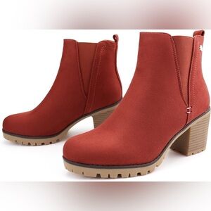 Jabasic Rust Faux Suede Chelsea Ankle Boots Sz 5 Like New